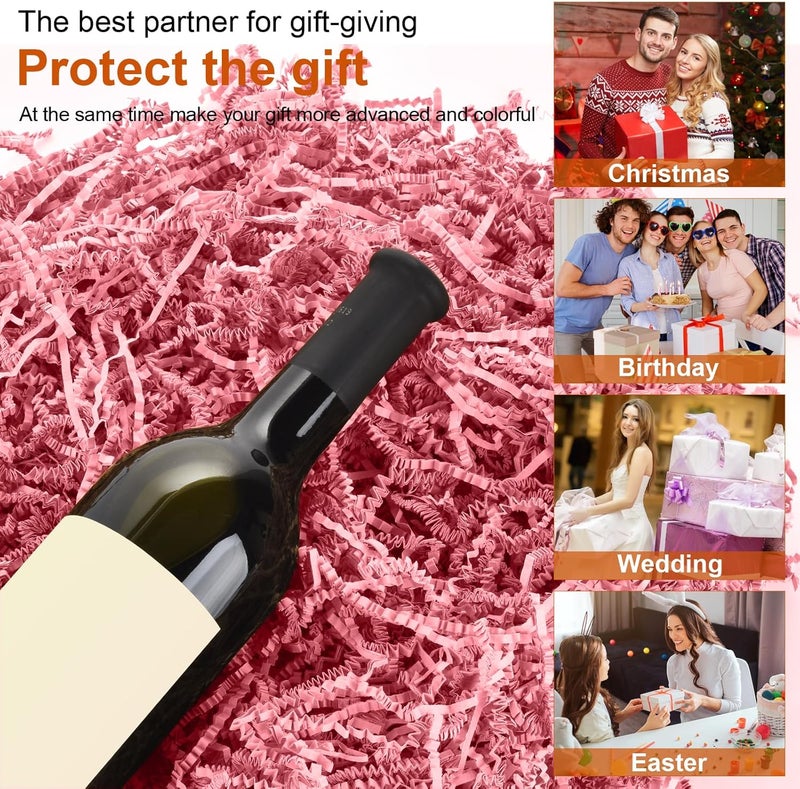 Darfukei Crinkle Paper Filler, Valentine's Day Shredded Paper For Gift Baskets 1/2LB (8 oz) , Pink Mother's Gifts Day Baskets Grass, Crinkle Cut Papers Shred For Birthdays, Weddings,Boxes Bags, Basket Filler ,Anniversaries,Gift Wrapping - Image 5